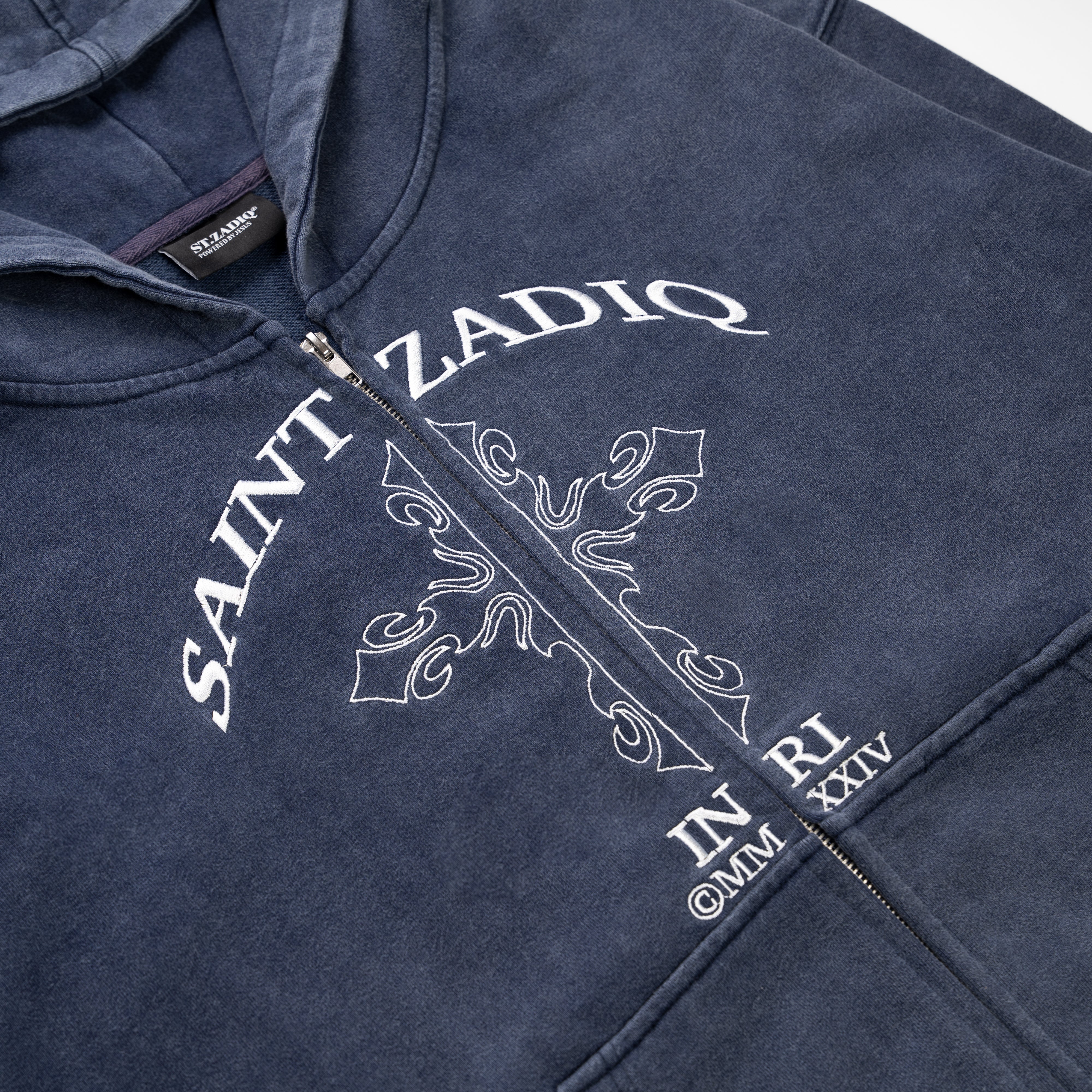 CROSS EMBROIDERY ZIP HOODIE