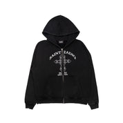 CROSS EMBROIDERY ZIP HOODIE